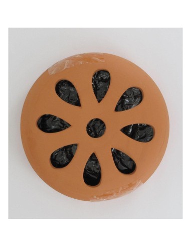 6 spirales anti moustiques en bois de santal dans contenant ceramique   brique